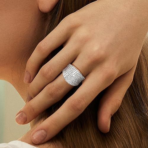 DAYBYDAY Moissanite Rings for Men Women 925 Sterling Silver 2-3.5ct D Color VVS1 Simulated Diamond Moissanite Pave/Baguette Band Statement Cocktail Rings Moissanite Jewelry Size 6-113