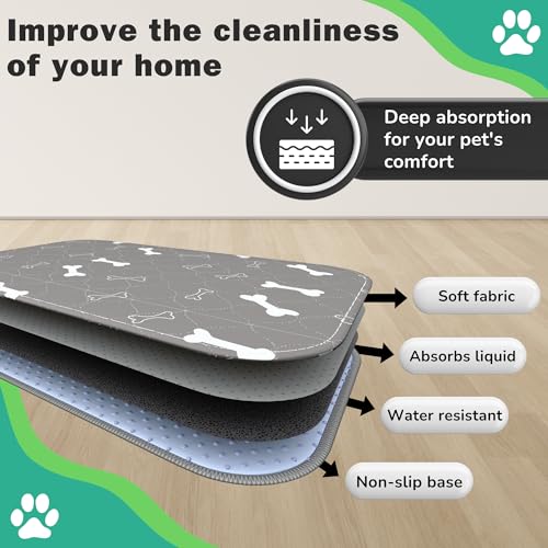 Image of EWISE Shop - 2 Pack EWISE Shop - Pee Pads for Dogs Reusable Washable Pee Pads & Non-Slip Puppy Training Pads Eco-Friendly Pee Mats for Dogs Absorbent & Odor-Controlling (Grey, Small)