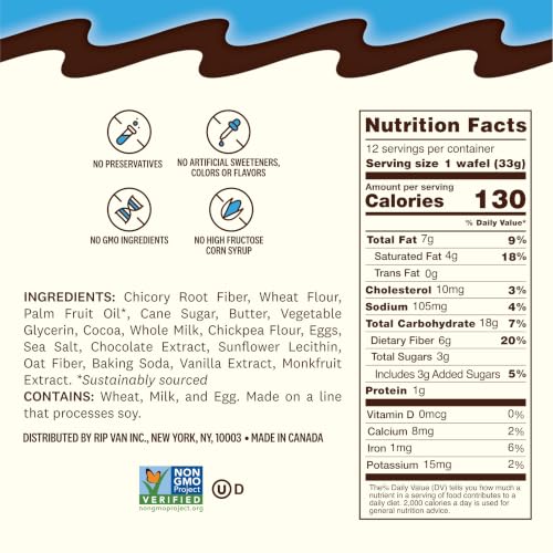 Image of Rip Van Wafels Cookies & Cream Stroopwafels - Healthy Snacks - Non GMO Snack - Keto Friendly - Office Snacks - Low Sugar (3g) - Low Calorie Snack - 12 Count
