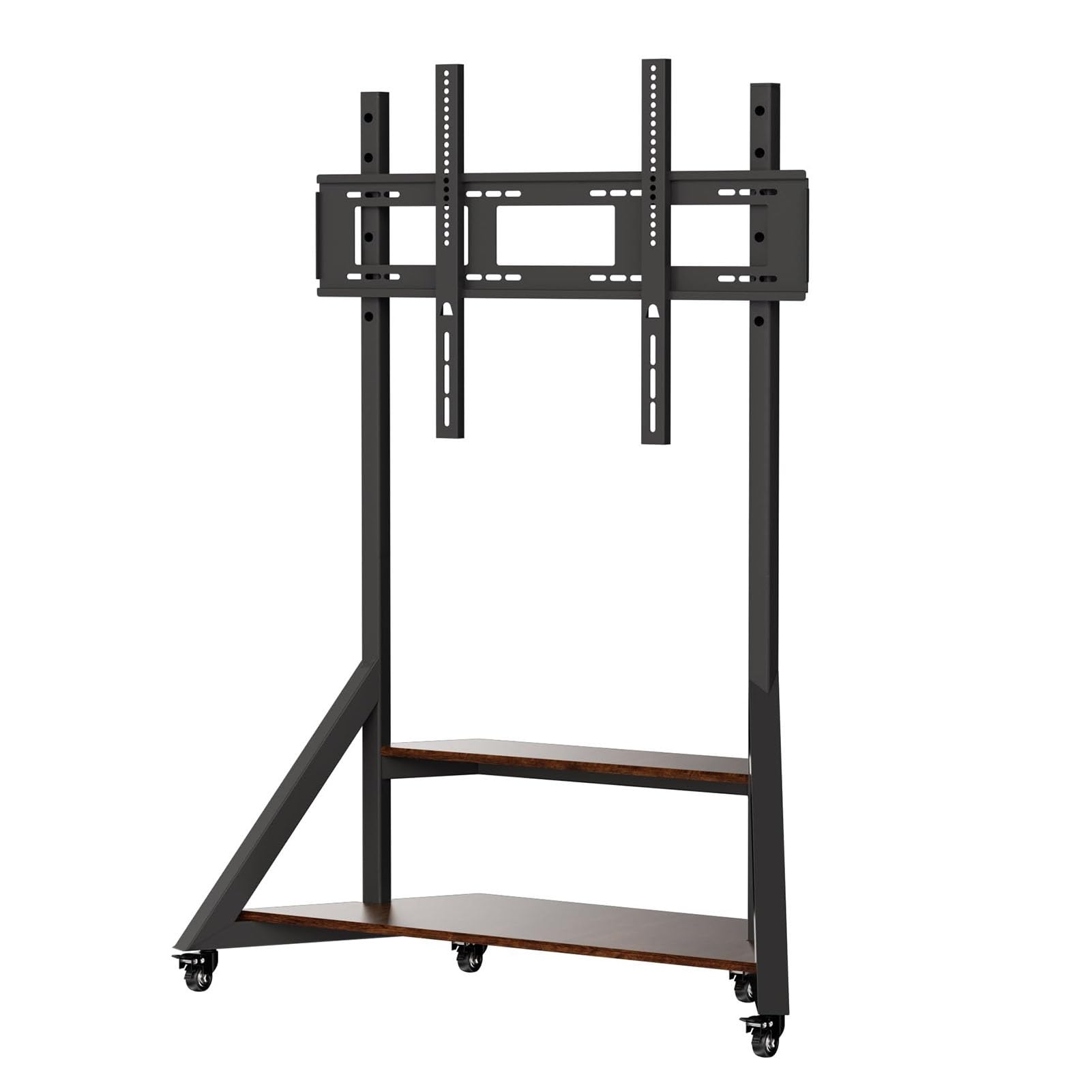 THEGA Carro De TV Móvil Soporte con Ruedas - Soporte De TV Móvil, Base De Montaje En Suelo Resistente Y Ajustable En Altura, Soporta hasta 100 Kg con Estante