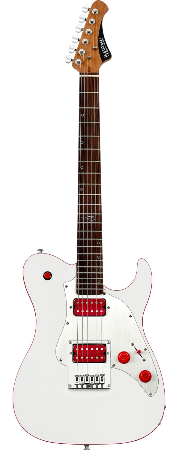 WestCreek TT-50KS Solid Body Electric Guitar, Mahogany Body, Maple Neck, Rosewood Fretboard, Rounded End Frets, Bone Nut, 22 Frets (White)