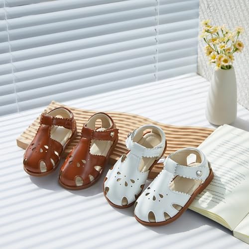 Image of ESTINE Toddler Girls Little Kids Close Toe Sandals - Flower Girl Dress Flats Summer Shoes