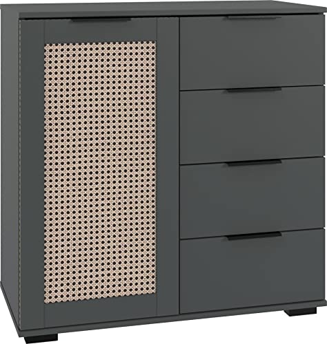 Wimex Kommode Rattan & Schwarz Deutsche Qualität Kombi Schrank Mitte...
