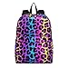 senya Backpack Travel Rucksack, Leopard Print Cheetah Neon Gradient Lightweight School Bag for Students Teens Girls Boys
