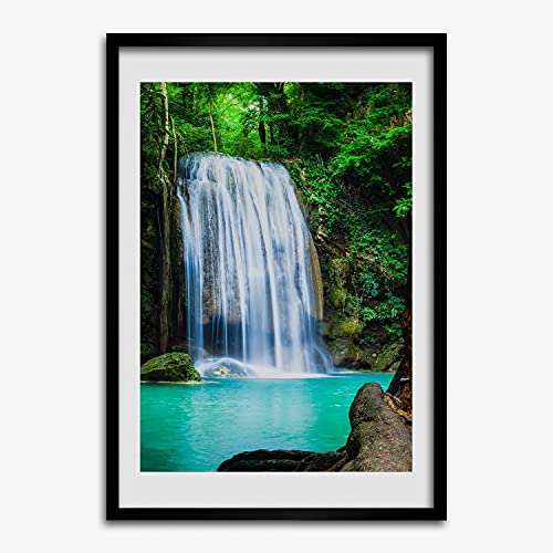 Cadre en bois Tulup 50x70 cm avec affiche moderne de chute d'eau pour décoration