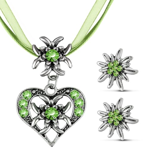 Materiale di qualità: questo set di gioielli per dirndl è realizzato principalmente in lega con diamanti artificiali, che presenta una finitura robusta e brillante, mantenendo i tuoi gioielli brillanti e vibranti nel tempo, e i colori argento e rosa chiaro del set di gioielli assicurano anche che possa facilmente abbinalo ai diversi abiti che scegli di indossare