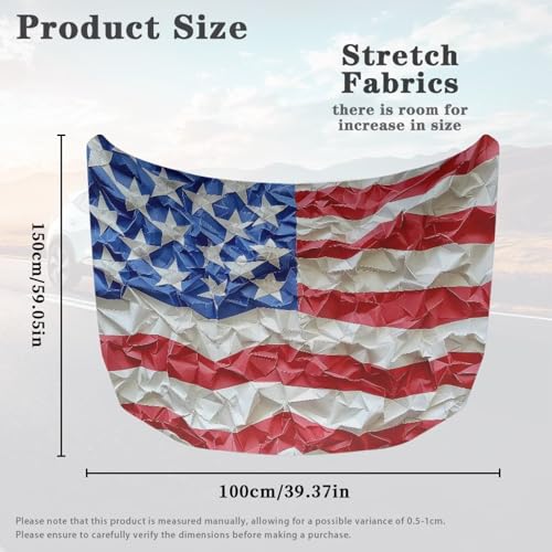 Image of American Flag Waterproof Car Cover Polyester Elastic Fabrics Patriotic Car Hood Cover Suitable for Auto Car Truck, Van, SUV, Pickup