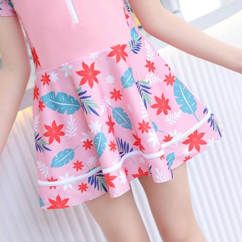 ABAFIP Girls Swimsuit One Piece Swim Dress with Shorts Rash Guard Bathing Suit 2 Piece Swimwear4
