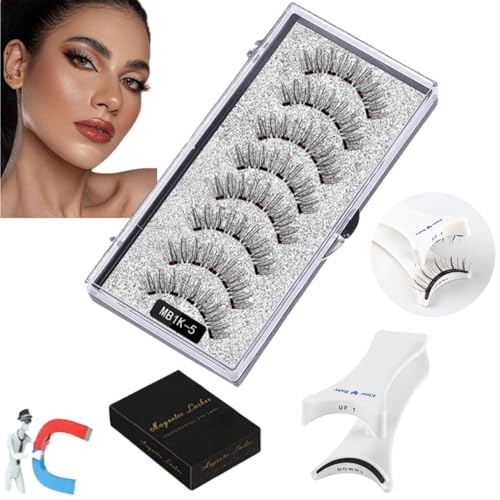 Ciglia magnetiche con applicatore, kit di ciglia magnetiche 3D senza colla, 4 paia di ciglia magnetiche riutilizzabili, ciglia magnetiche naturali, set di partner per ciglia magnetiche 3D, leggere e