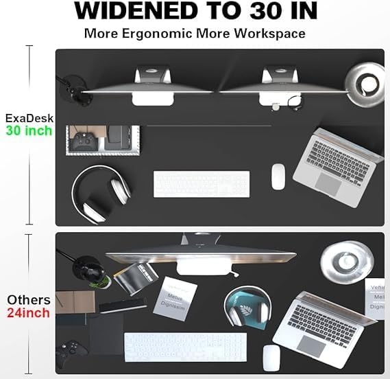 Miniatura 3 de Escritorio eléctrico de pie de 55 x 30 pulgadas con 2 cajones, escritorio de pie ampliado de altura ajustable con estante de almacenamiento,