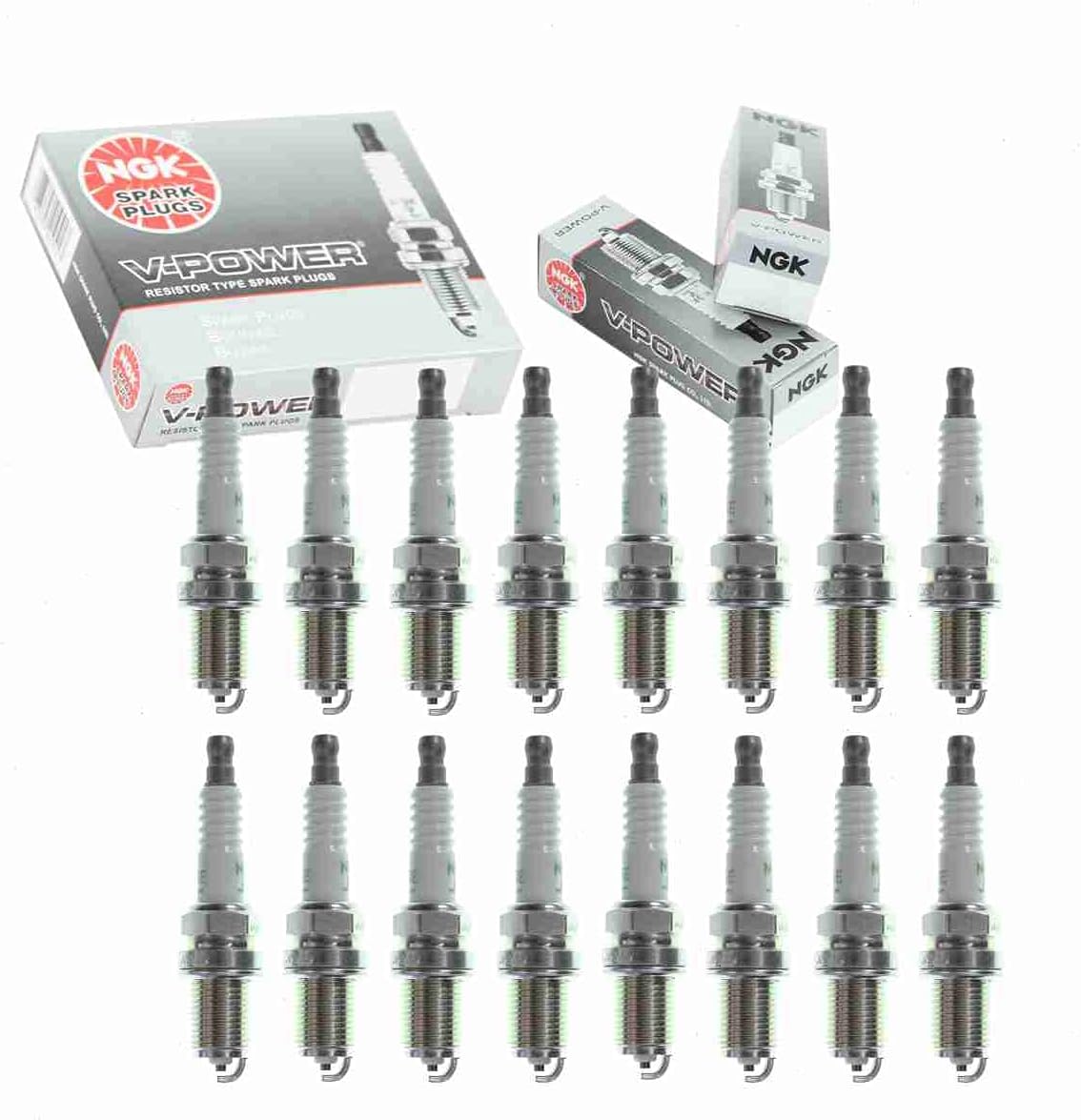 16 pc NGK V-Power Spark Plugs compatible with Mercedes-Benz ML430 4.3L V8 1999-2001