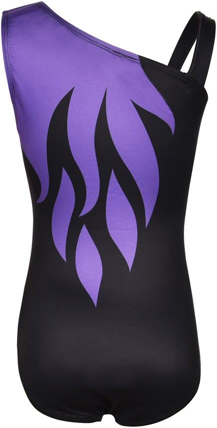 Girls Flame One Cold Shoulder Athletic Dance Gymnastic Leotards Bodysuit Outfit - Image 3