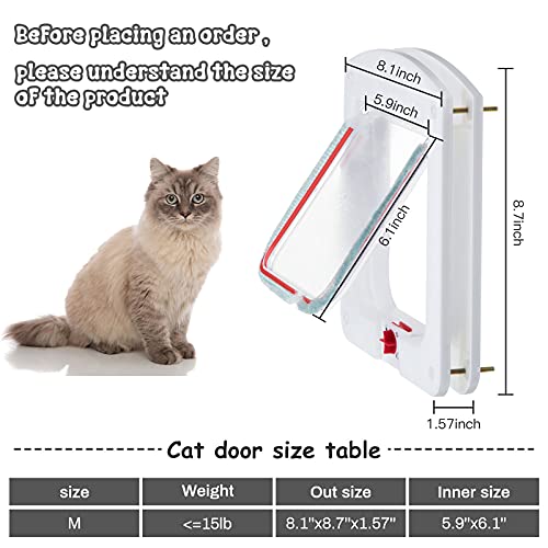 Saintrygo Pet Door for Cats and Dog Cat Flap Door Interior Exterior Cat Weatherproof Pet 4-Way Rotary Lock for Cats Doggie Kittens, 8 x 8.6 Inches - Thumbnail 2