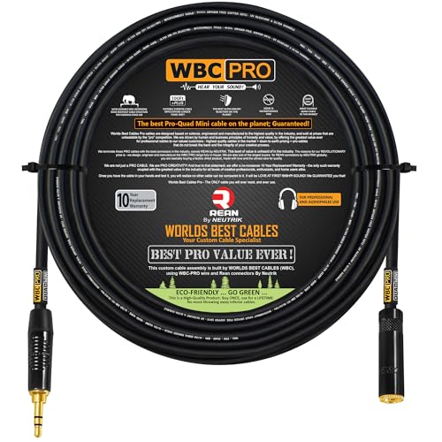 Cable auxiliar mini Star-Quad 15 pies con conectores 3.5mm miniatura 1