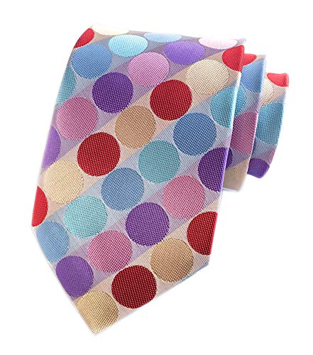 Elfeves Mens Colorful Rainbow Polka Dots Ties Fashion Silk Bridegroom Wedding Neckties