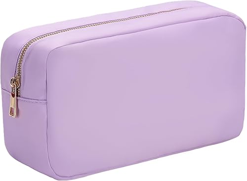 YogoRun Bolsa de maquillaje de viaje, bolsa de cosméticos de nailon con cremallera para mujereshombres, Morado, L