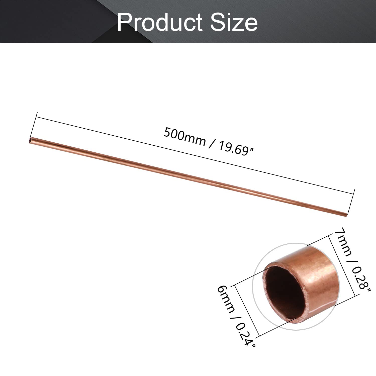 Kupferrohr 6mm Innendurchmesser, 7mm Außendurchmesser, 500mm Lang - Für DIY-Projekte