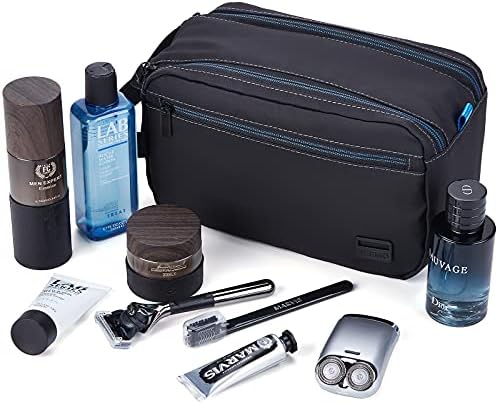ZEEMO Toiletry Bag for Men, Water-resistant Shaving Bag with Double Zipper, Dopp Kit with Multi-pocket for Toiletries, Travel Organizer Case, Black 4 ZEEMO Toiletry Bag for Men, Water-resistant Shaving Bag with Double Zipper, Dopp Kit with Multi-pocket for Toiletries, Travel Organizer Case, Black