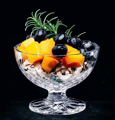 Image of MARTVIA Ice Cream Glasses Cups Dishes for Desserts,Fruit, Sundae, Jellies and Pudding Glass Serving Bowls, Perfect for Home, Restaurants and Parties Dishwasher Safe (Royal Bowls, Set of 4) 300 ml