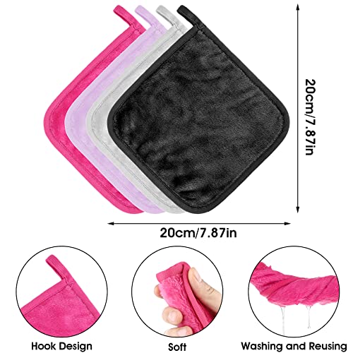 Sibba 4 Pcs Clean Skin Face Towels Washcloths Wash Cloths Body Makeup Remover Cloth Towelettes Drying Absorbent Water Washing Soft Microfiber Make Up Facial Removing Pads Pack #TOP4