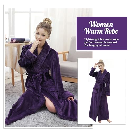 Image of Hellomamma Long Bath Robe for Womens Plush Soft Fleece Bathrobes Nightgown Ladies Pajamas Sleepwear Housecoat
