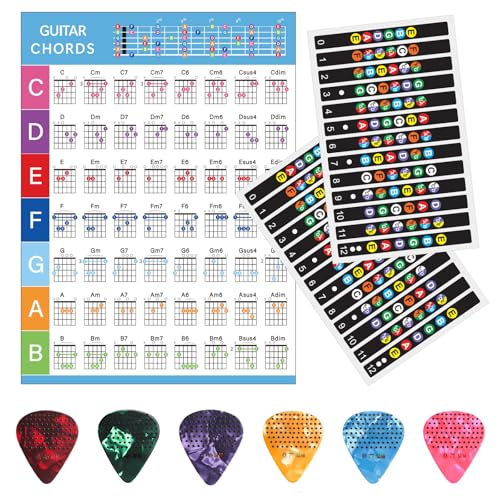 Guitar Fretboard Stickers with Chord Chart