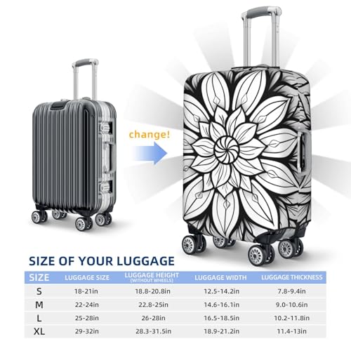 Mandala Floral Line Art Travel Luggage Covers - Elasticity Suitcase Covers Protector for Luggage 18-32 Inch2