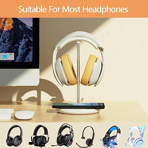 Hiwe Headphone Stand With Wireless Charger, Gaming Headset Holder Hanger Rack 2 In 1 Wireless Charging Station Dock For Iphone 15/14/13/12/11 Series thumb #7