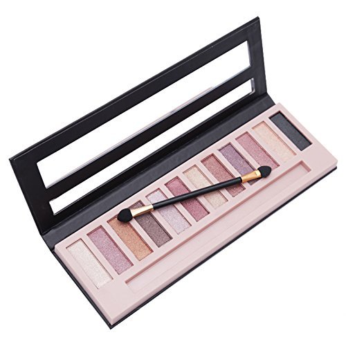 URQT 2Pcs Pro 12 Colors Matte + Shimmer Nude Naked Eyeshadow Palette Natural Velvet Texture Pigmented Blendable Diamond Smokey Eye Shadow Pallet Kit with Brush (Natural) - Image 6