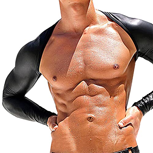 Men's Tight Sleeve Shiny Leather Latex Long sleeves Nightclub Bar DS Stage Club Clothing4