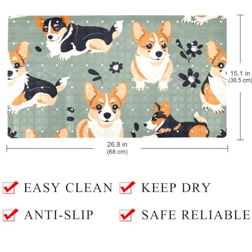 Tapis de bain corgi antidérapant séchage rapide tapis PVC extra long