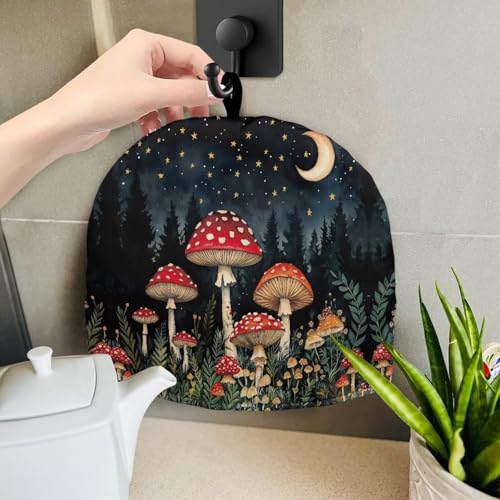 Image of Mushroom Print Tea Cozy Creative Insulated Tea Cosy Extra Thick Home Kitchen Decoration Creative Gifts Dust Teapot Cover Kitchen Accessories for Travel