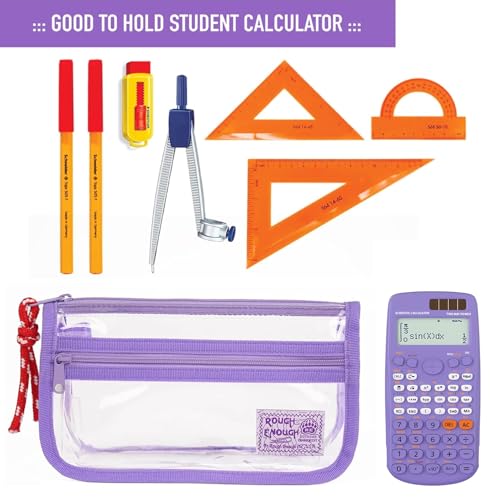 Image of Rough Enough Clear Pencil Case for School, 60+ Pencils Capacity, Purple