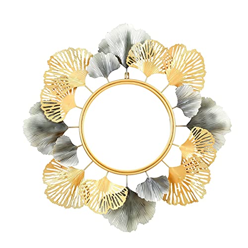 Decoración del hogar de hierro forjado nórdico espejo de pared luz redondo espejo sala de estar entrada colgante de pared (tamaño : 72 x 6 x 72 cm)