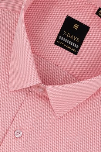 Image of 7-DAYS Premium Men's Formal Shirts - Cotton Rich, Textured Self-Design, Full Sleeve, Regular Fit, Wrinkle Resistant, with Pocket - Perfect for Office