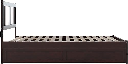 Miniatura 7 de AFI, Tahoe - Cama de plataforma de madera maciza con estribo, nido individual XL y cargador USB acoplable, Queen, espresso