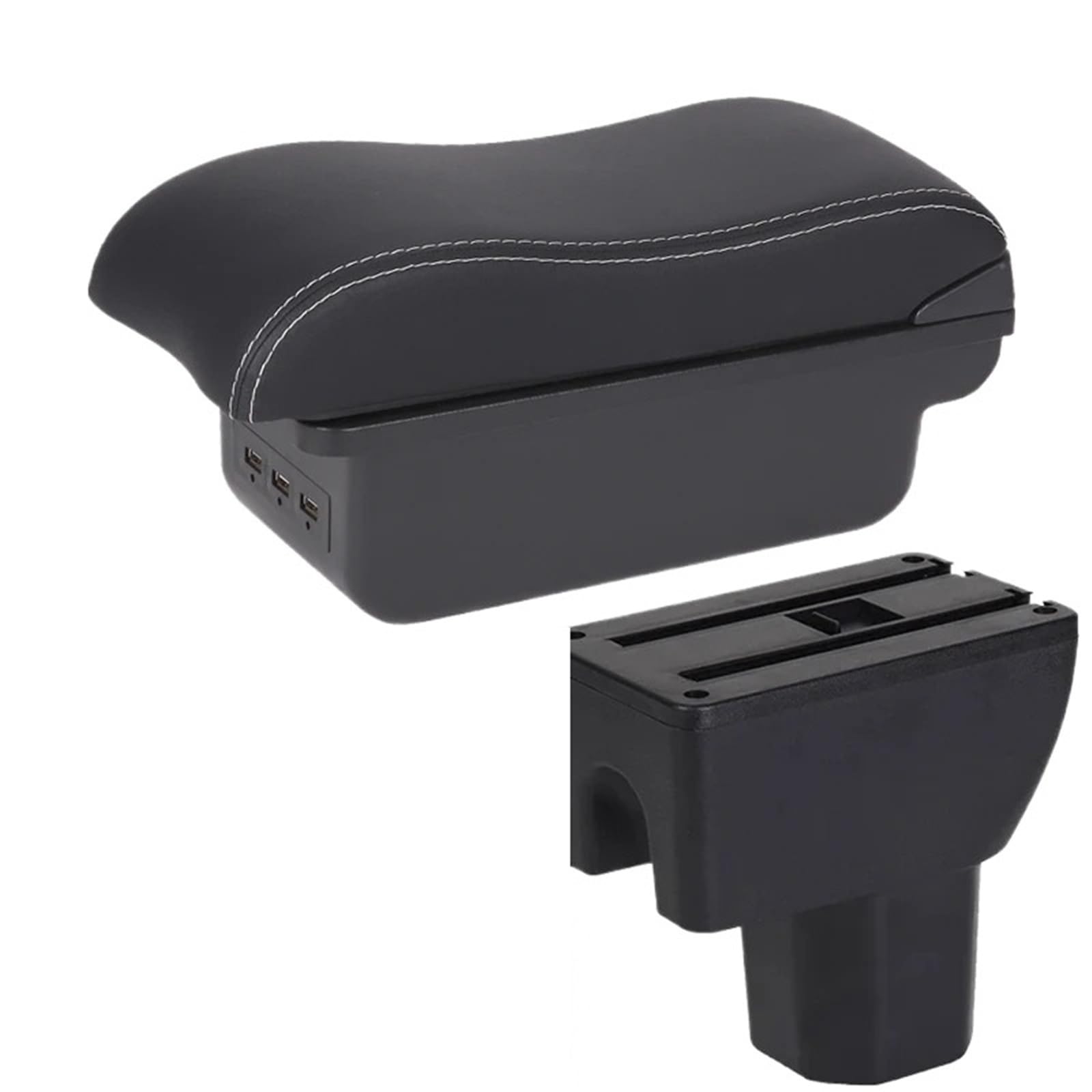 NOKRGQW Car Armrest Box For Suzuki For Splash Car Armrest Auto Storage Box Bracing Heighten Interior Details Retrofit Part(B3 Black white 3USB)
