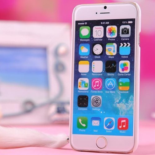 iPhone 6S Case, SwiftBox Cute Cartoon Case for iPhone 6 4.7 inch + 0.3mm Tempered Glass Screen Protector + Owl Phone Strap (Cherry Blossom and White Cat)