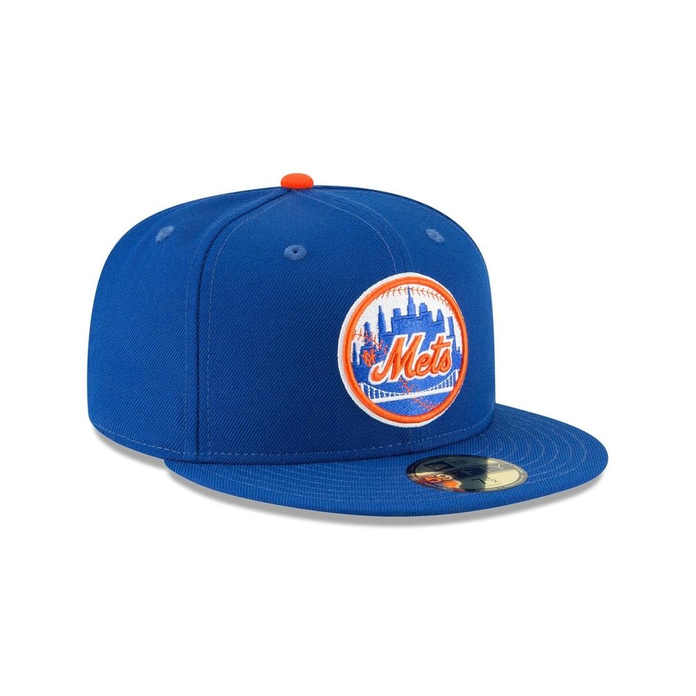 New Era MLB 59FIFTY Baseballkappe, New York Mets Blue Team-Farbe, Cooperstown-Logo, authentische Kollektion