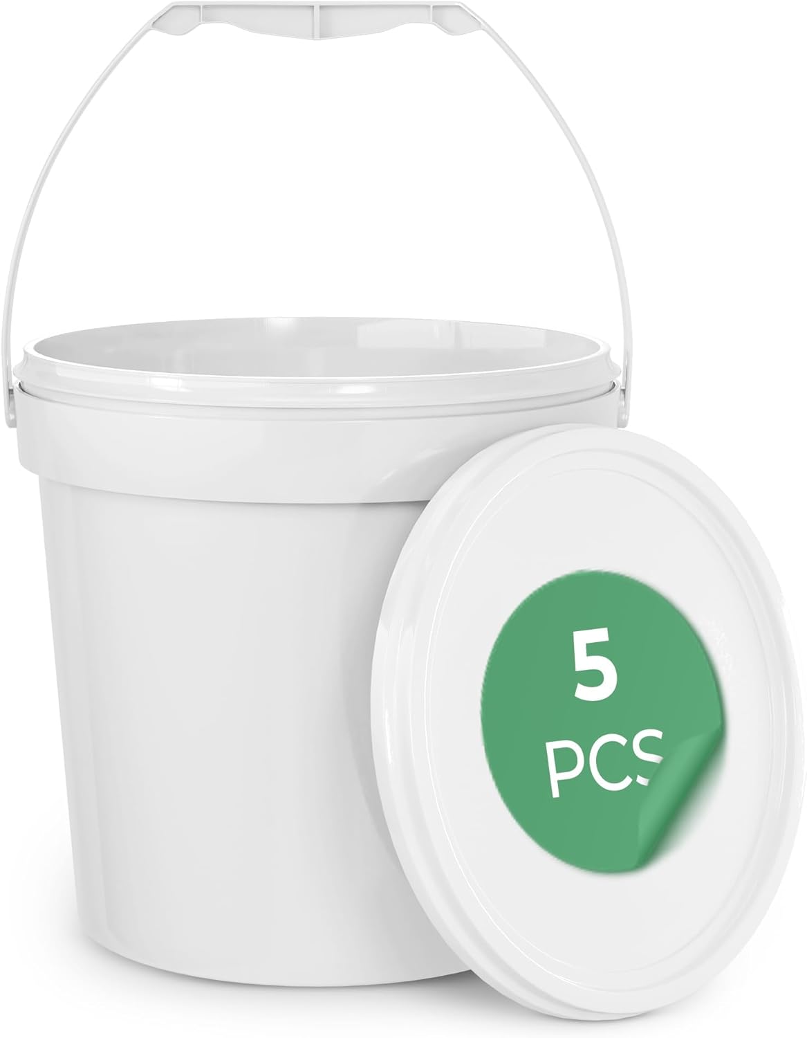 EconoHome 1 Gallon Food Grade Round Plastic Bucket – Food Storage Deli Containers with Lids Ideal for Ice Cream, Soup, and Prep Containers – BPA-Free, Premium HDPE – 5 Pack