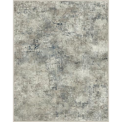 Image of BEIMO Area Rugs 8x10 for Living Room Bedroom, Modern Abstract Machine Washable Rug, Large Soft Low Pile Floor Carpet with Non Slip Backing for Dining Room, Light Gray Blue