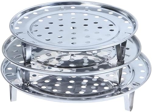 Walquicks Round Stainless Steel Steamer Rack, 3 Pack Diameter Canner Steaming Rack Stand Cooking Ware Food Vegetable Steam Basket Tray Insert for Pressure Cooker Pot Wok, steamed pan, 7/7.87/8.5 inch