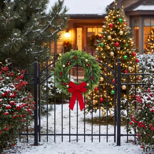 DUZYXI 24" Realistic Artificial Cedar Christmas Wreath for Front Door - image 3