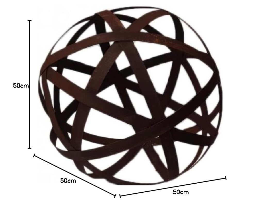 Rostdeko Boule (L) en métal, décoration de jardin boule rouille noble 50 x 50 x 50 cm pour un aménagement créatif en extérieur, résistante aux intempéries et robuste