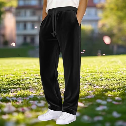 Corduroy Pants Mens Drawstring Pocket Straight Leg Loose Casual Pants Retro Solid Lounge Trousers Fall2