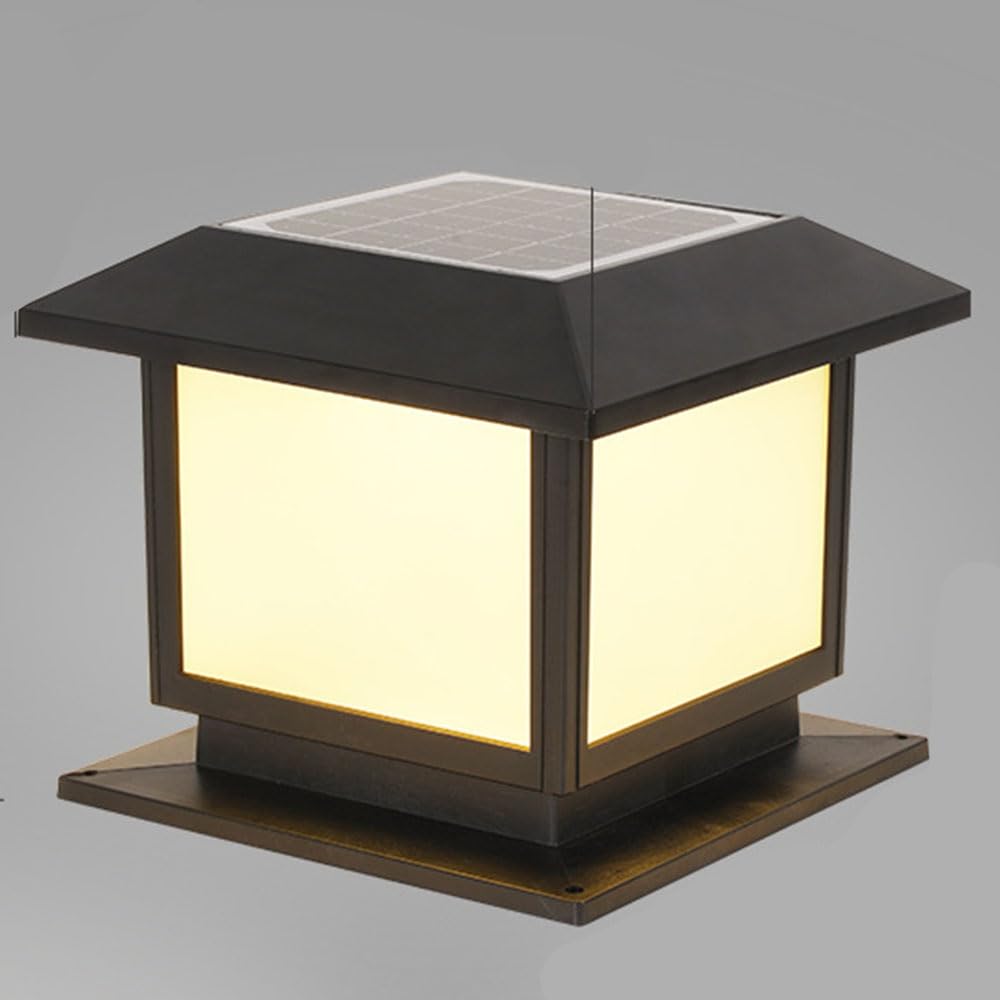 Solarna lampa słupkowa do ogrodu, zewnętrzna lampa filarowa do dziedzińca willi, wodoodporna latarnia zewnętrzna do bramy, korytarza, tarasu