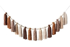 DrCor Boho Yarn Tassel Garland Terracotta Rainbow Bunting Banner for Bedroom