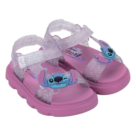 Sandália Infantil Menina Disney Easy Stitch Grendene Kids Rosa Vidro Glitter