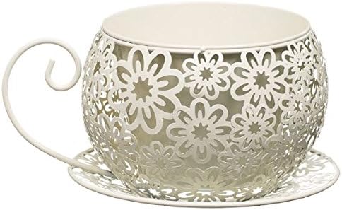 Cream Metal Teacup Desing Garden Planter & Vintage Style