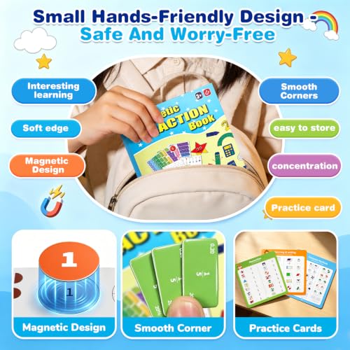 Image of homicozy Magnetic Fraction Playbook for Kids 6-12, Visual Fraction Tiles